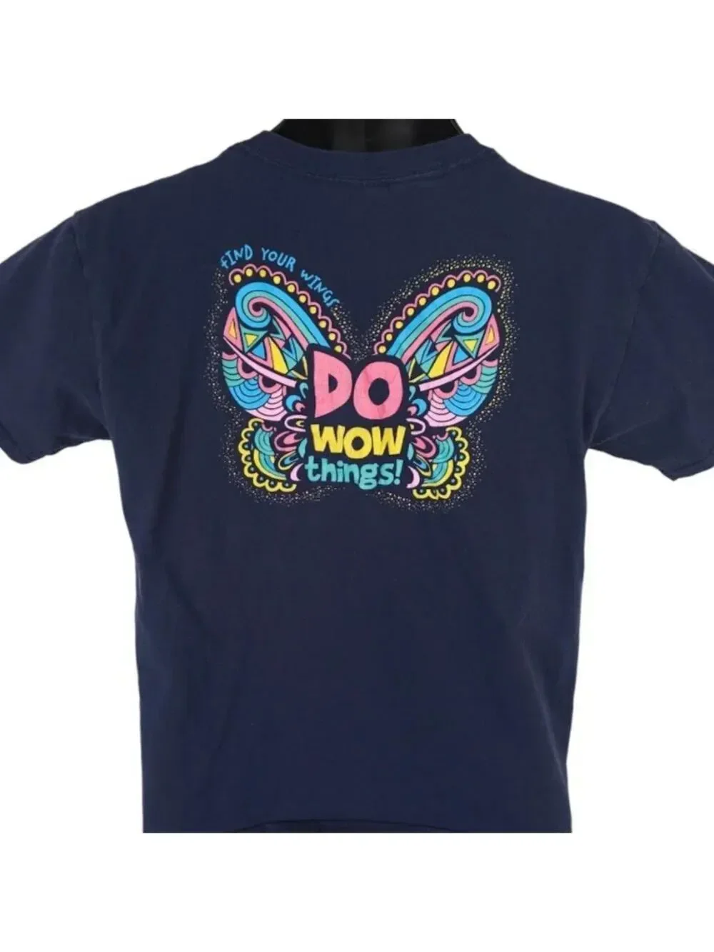 Find Your Wings T Shirt Youth Size Large Blue Girl Scouts Do Wow Things